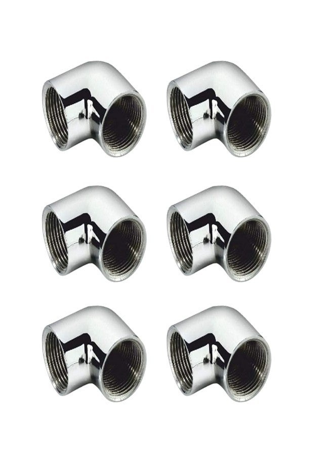 KI 1/2-Inch Brass Chrome Plated 90 Degree Elbow with Internal Thread (Pack of 6) CP Elbow for Pipe Fittings - Image 1